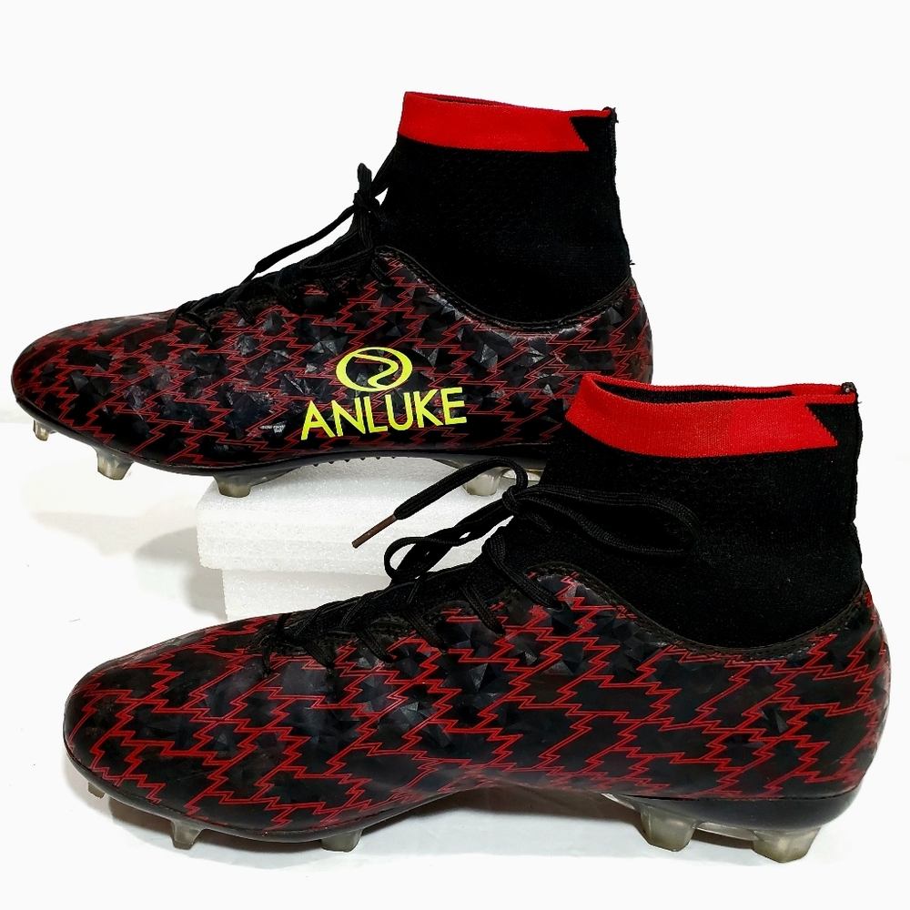 Anluke Fit Collar Black & Red Soccer Cleats Size 41 EUR 8 Men 9.5 Women NWOT - Picture 7 of 13